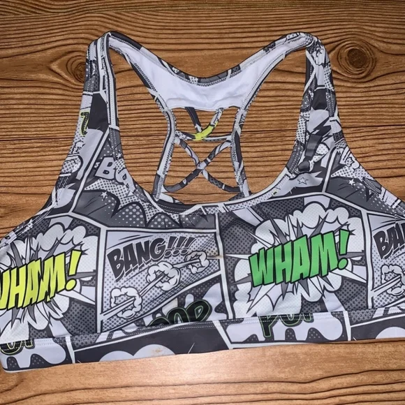 Feed Me Fight Me Crime Fighter Comic Strip Sportsbra, Size L - Picture 3 of 5